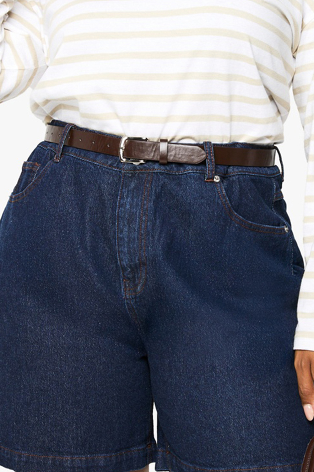 Cotton Mid-Rise Indigo Boyfriend Denim Shorts - notariosoax