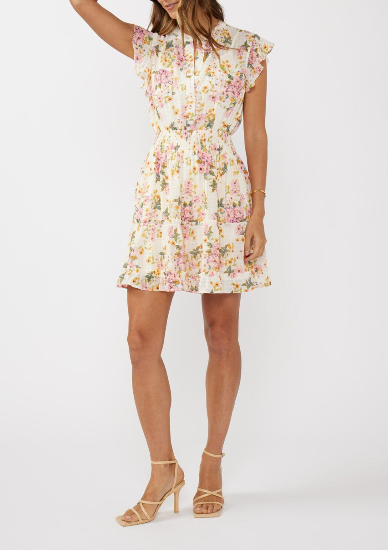 Half Button Floral Dress - notariosoax