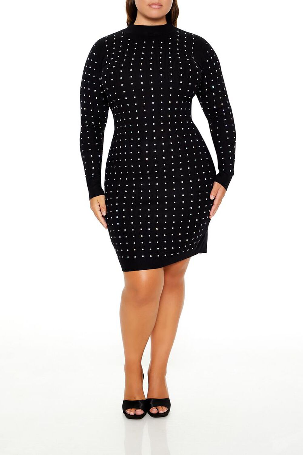 Plus Size Rhinestone Mini Dress - notariosoax