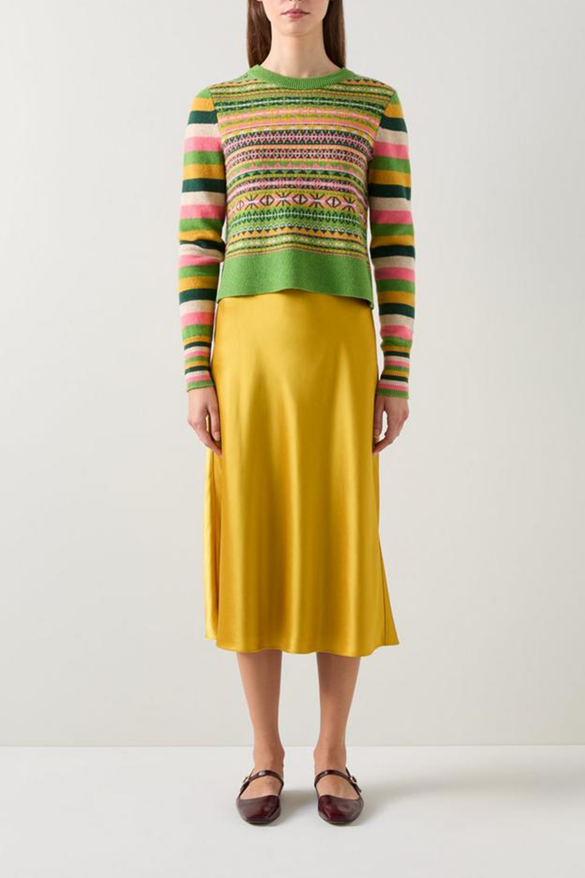 Gold Yellow Satin Midi Skirt - notariosoax