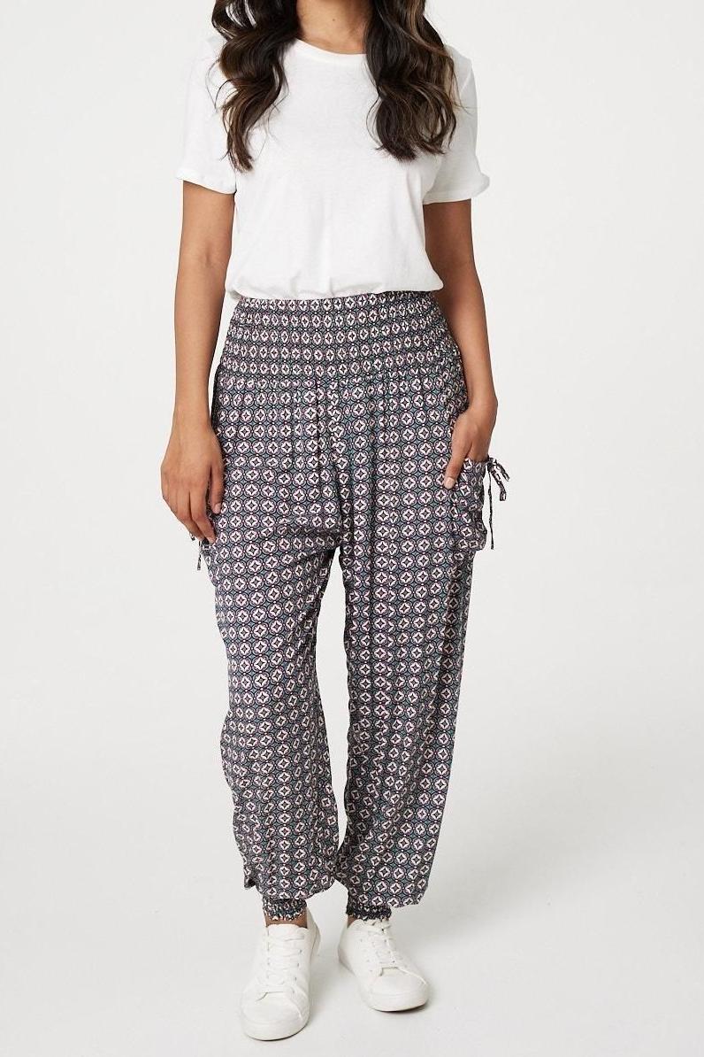 Loose Art Print Women's Harem Pants - notariosoax