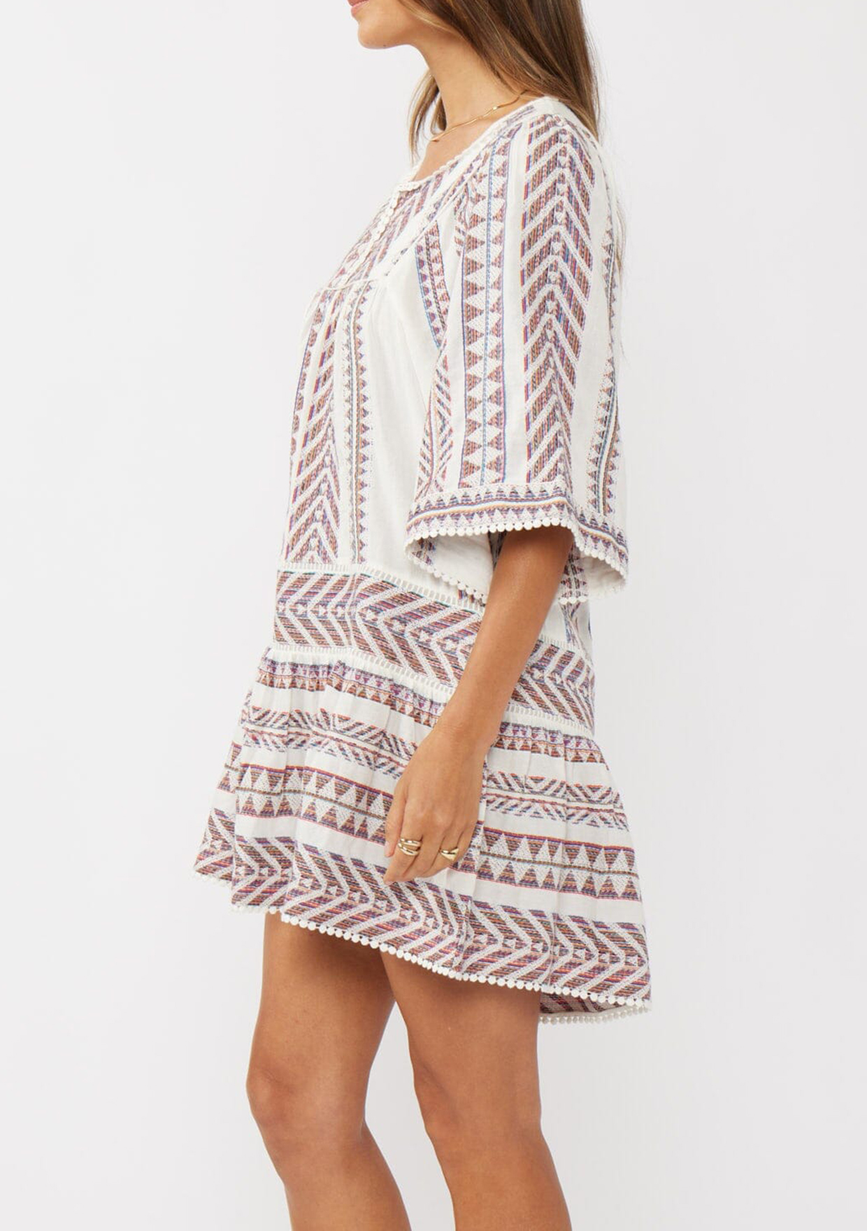 Geometric Half Sleeve Dress - notariosoax
