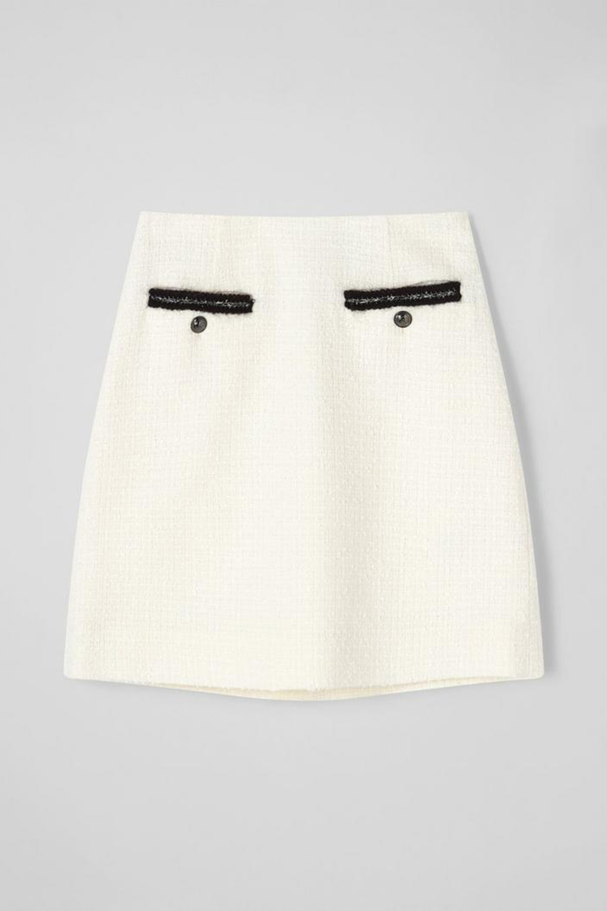 White Tweed Pocket Detail Mini Skirt - notariosoax
