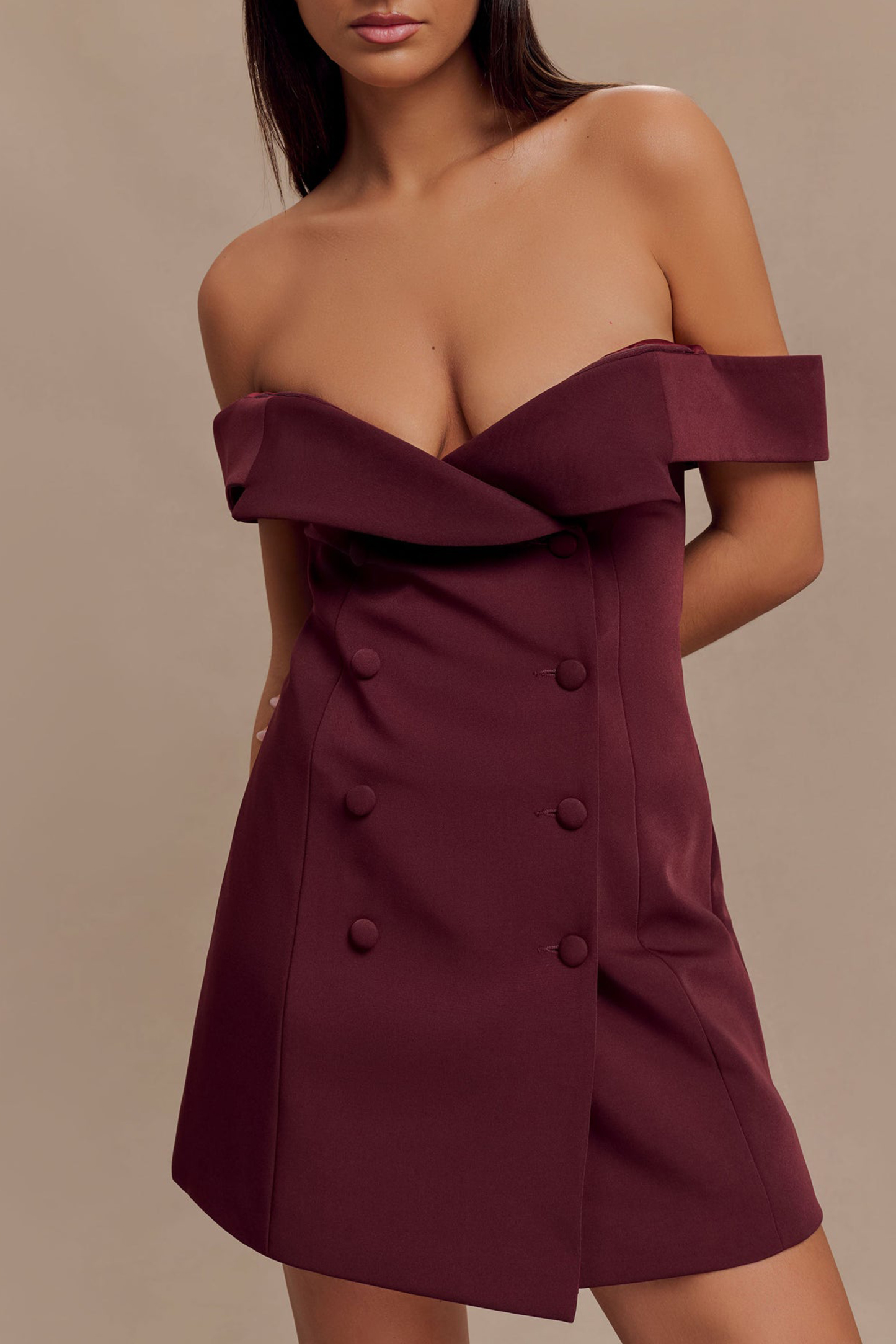Off Shoulder Suiting Mini Dress - notariosoax