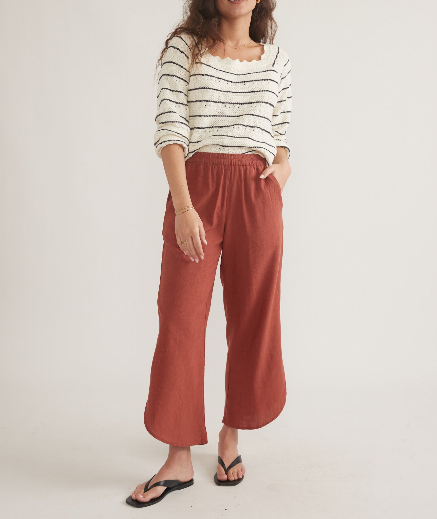 Rust-Colored Wide-Leg Trousers - notariosoax