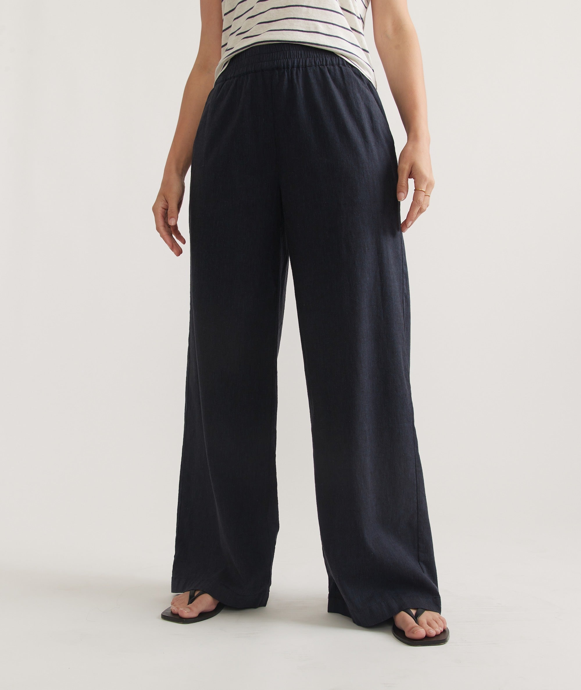 Hemp Blend Wide-Leg Trousers - notariosoax