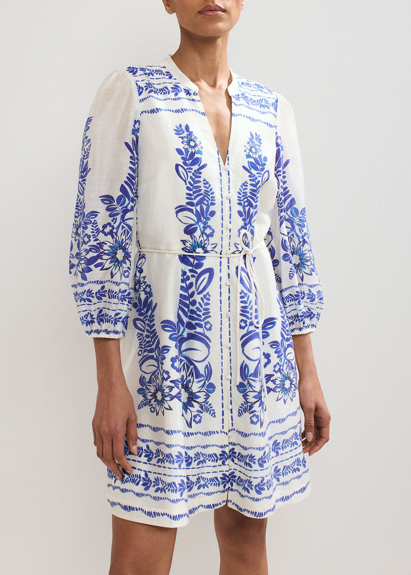 Loose Casual Art Print V-Neck Women's Dress - notariosoax