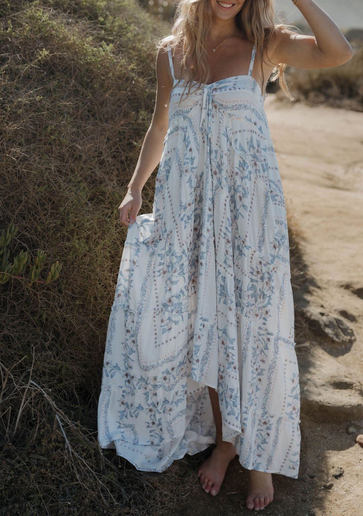 Tie Front Maxi Cami Dress - notariosoax