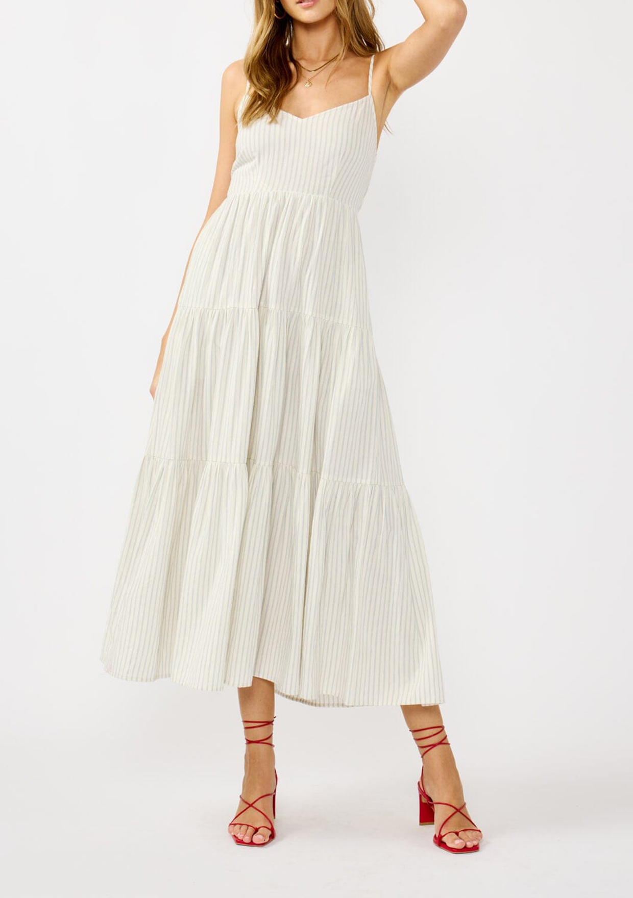 Tiered Striped Cami Dress - notariosoax