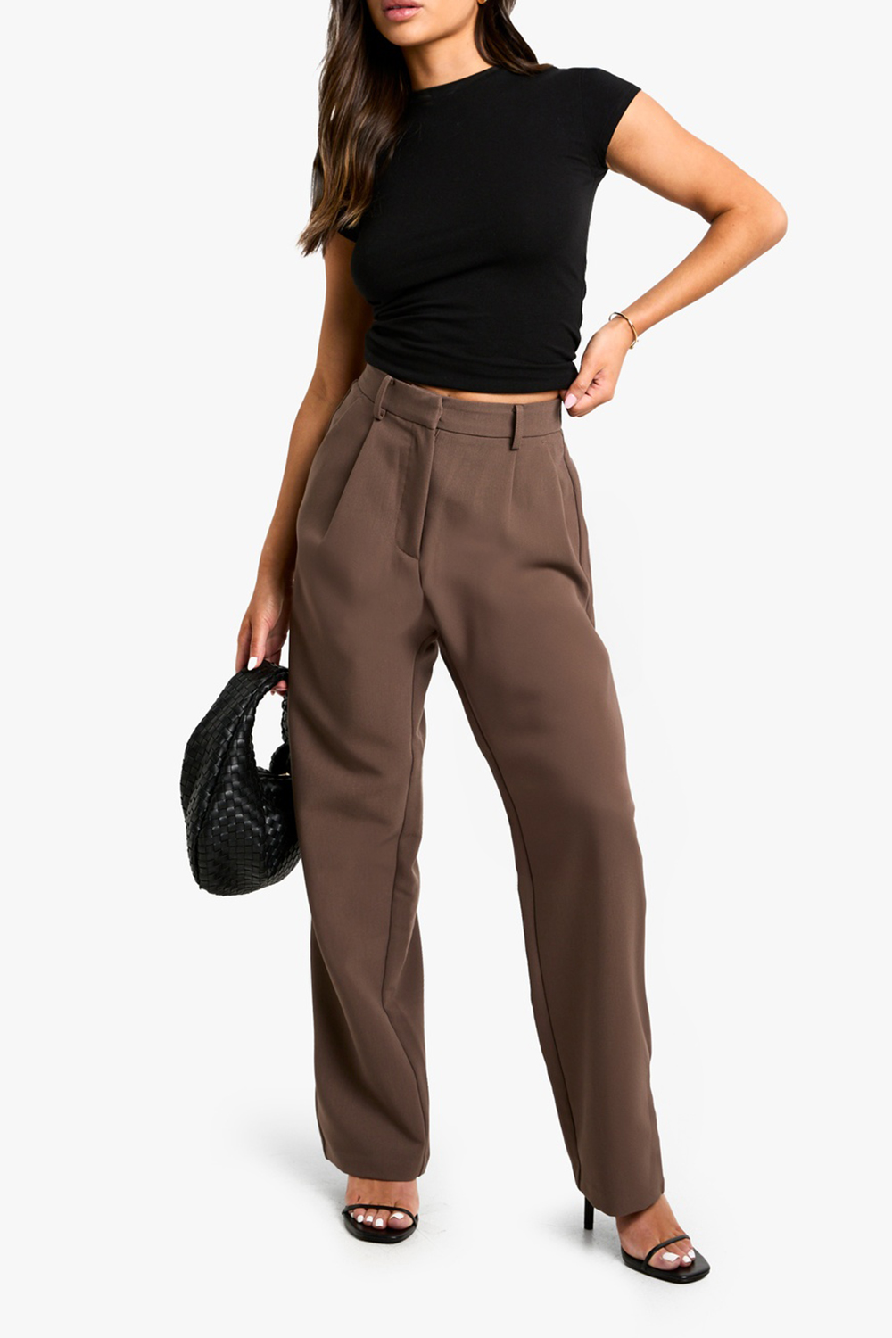 Women's High Waist Trousers With Front Pleats - notariosoax