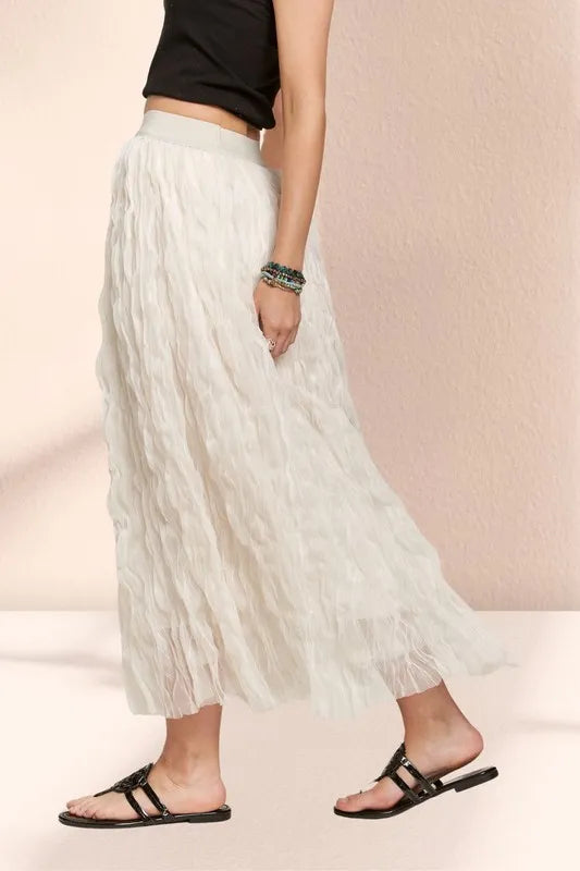 Elastic Waist Cloud Fluffy Maxi Skirt - notariosoax