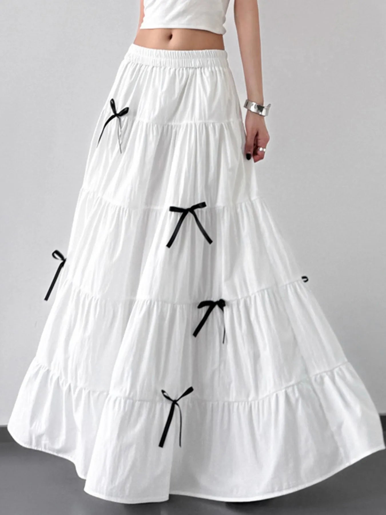 Plain Ruched Tiered Skirt - notariosoax