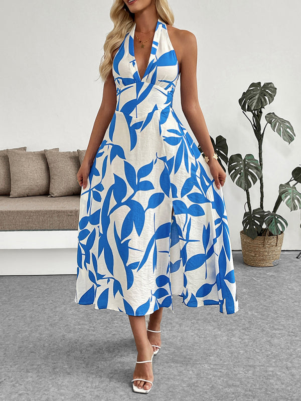 Clean Halter Printed Dress - notariosoax