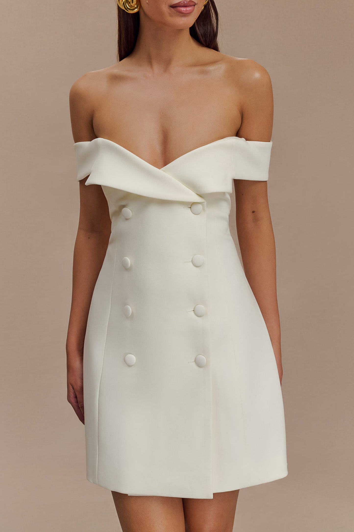 Off Shoulder Suiting Mini Dress - notariosoax