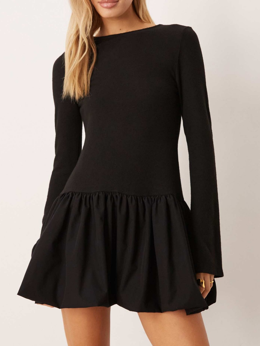 Fitted Ruffled Hem Mini Dress - notariosoax