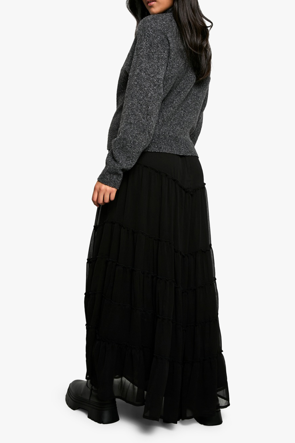 Black Light Chiffon Women's Skirt - notariosoax