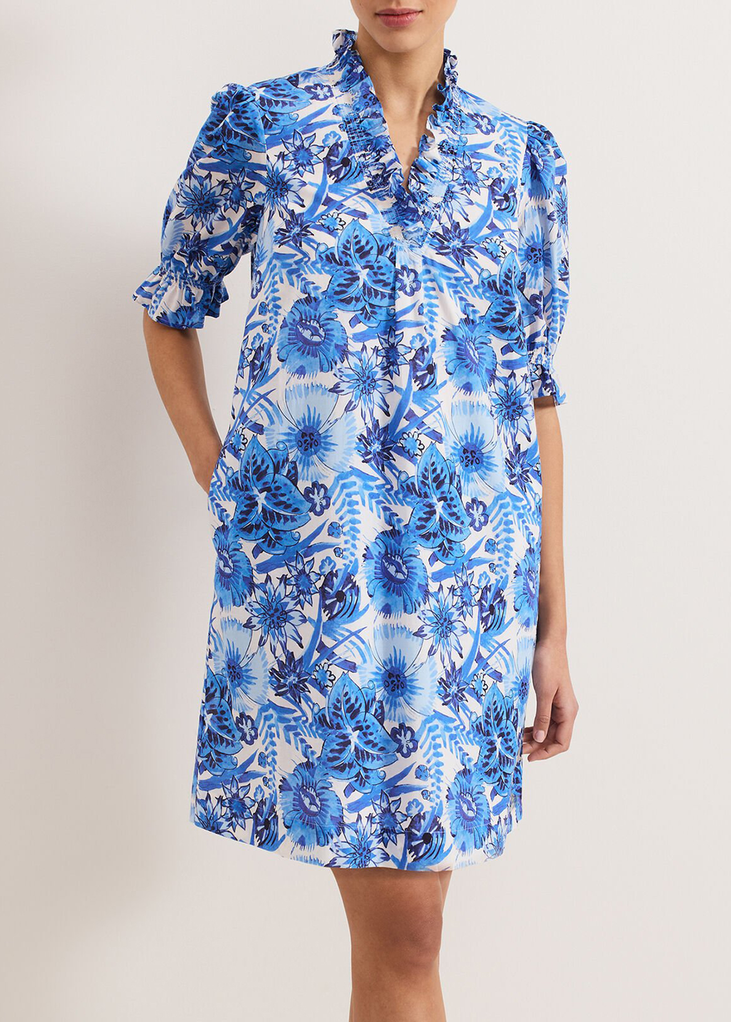 Cotton Romantic Floral Short Dress - notariosoax