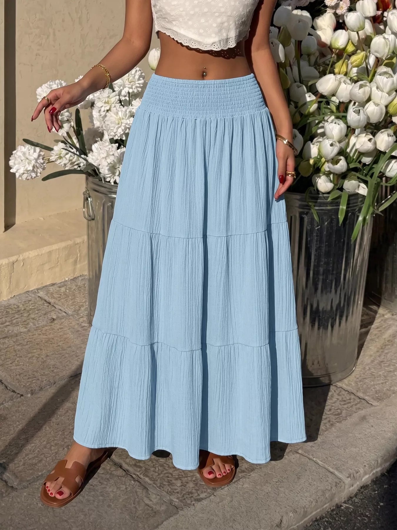 Easy Ruched Smocked Skirt - notariosoax