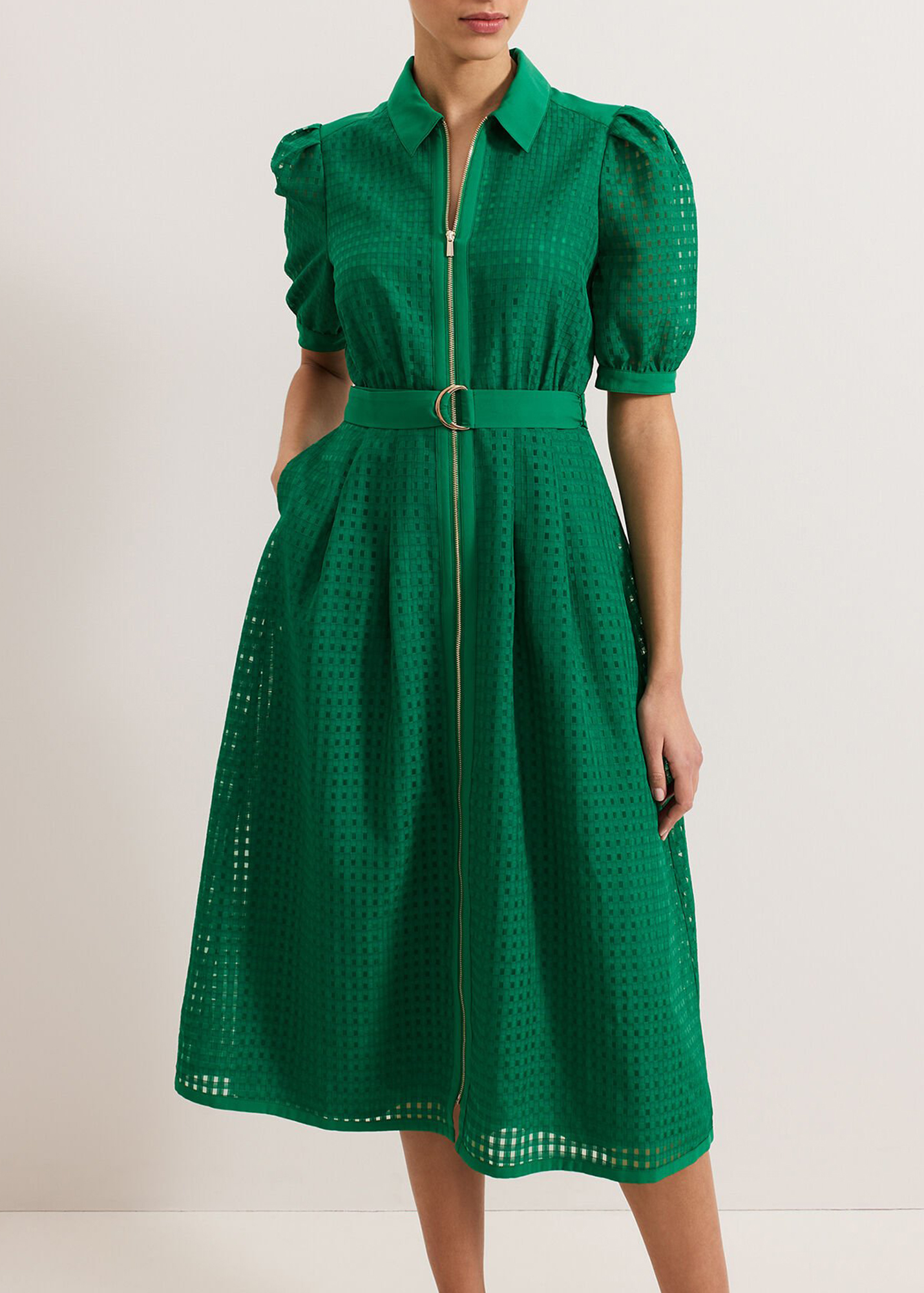 Fashion Hollow Texture Bubble Short Sleeve Dress - notariosoax