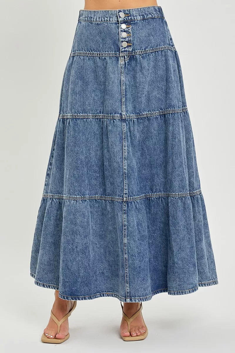 High Rise Ruffle Long Skirt Skirt - notariosoax