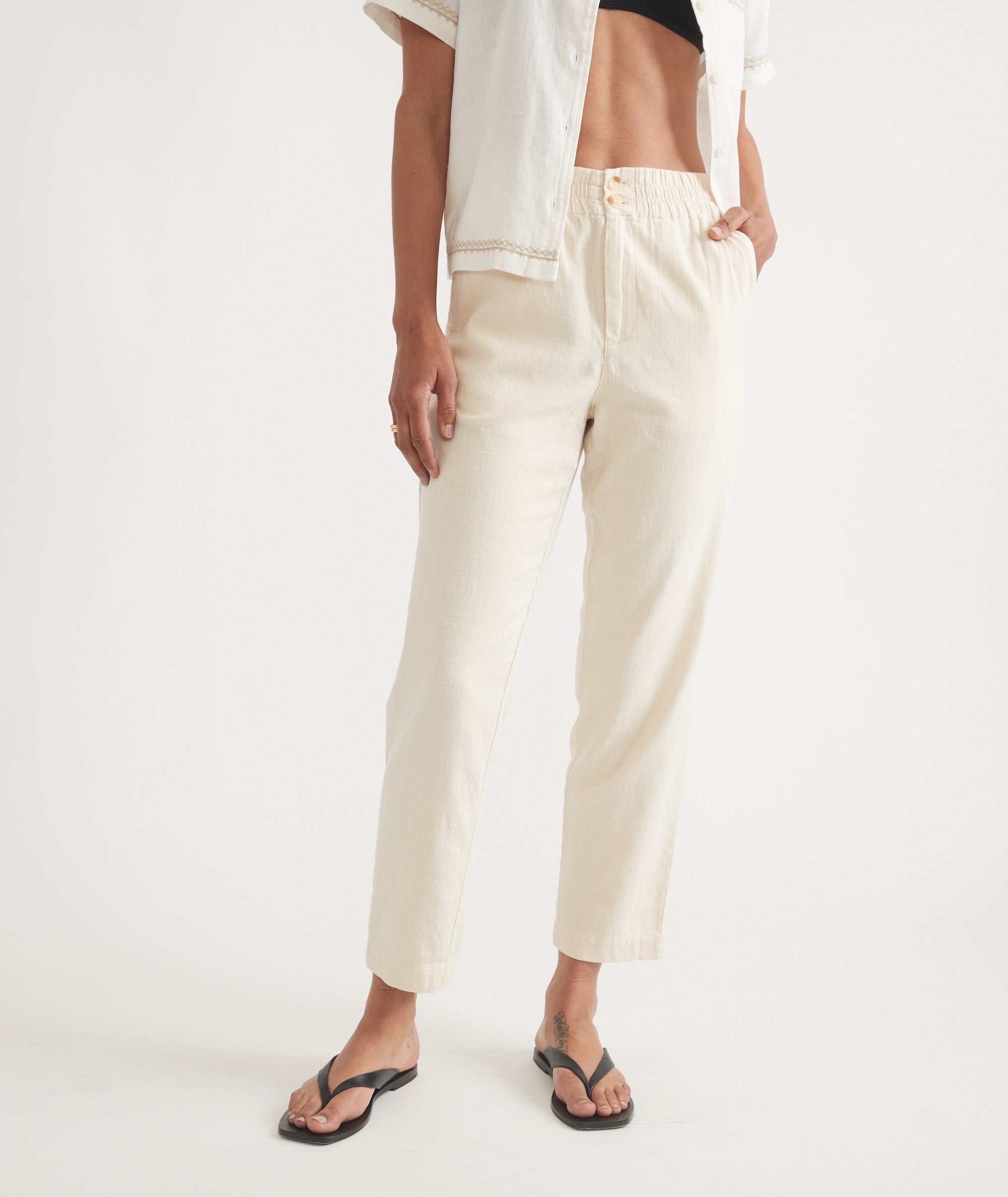 Crisp White Cropped Trousers - notariosoax