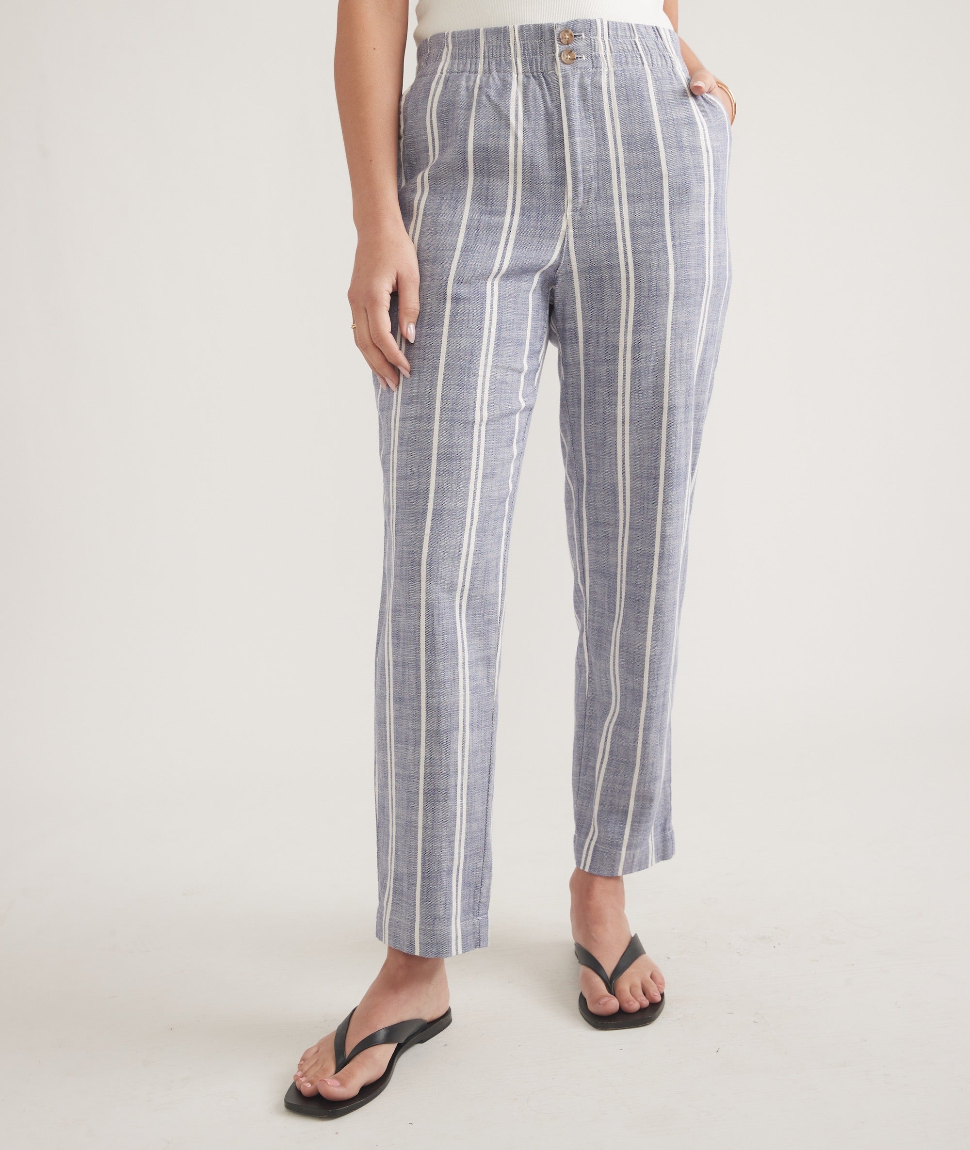Skipper Blue Striped Cropped Trousers - notariosoax