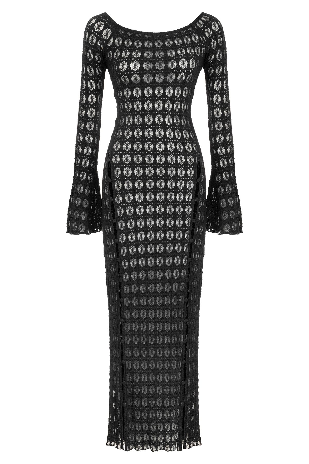 Long Sleeve Maxi Dress-White - notariosoax