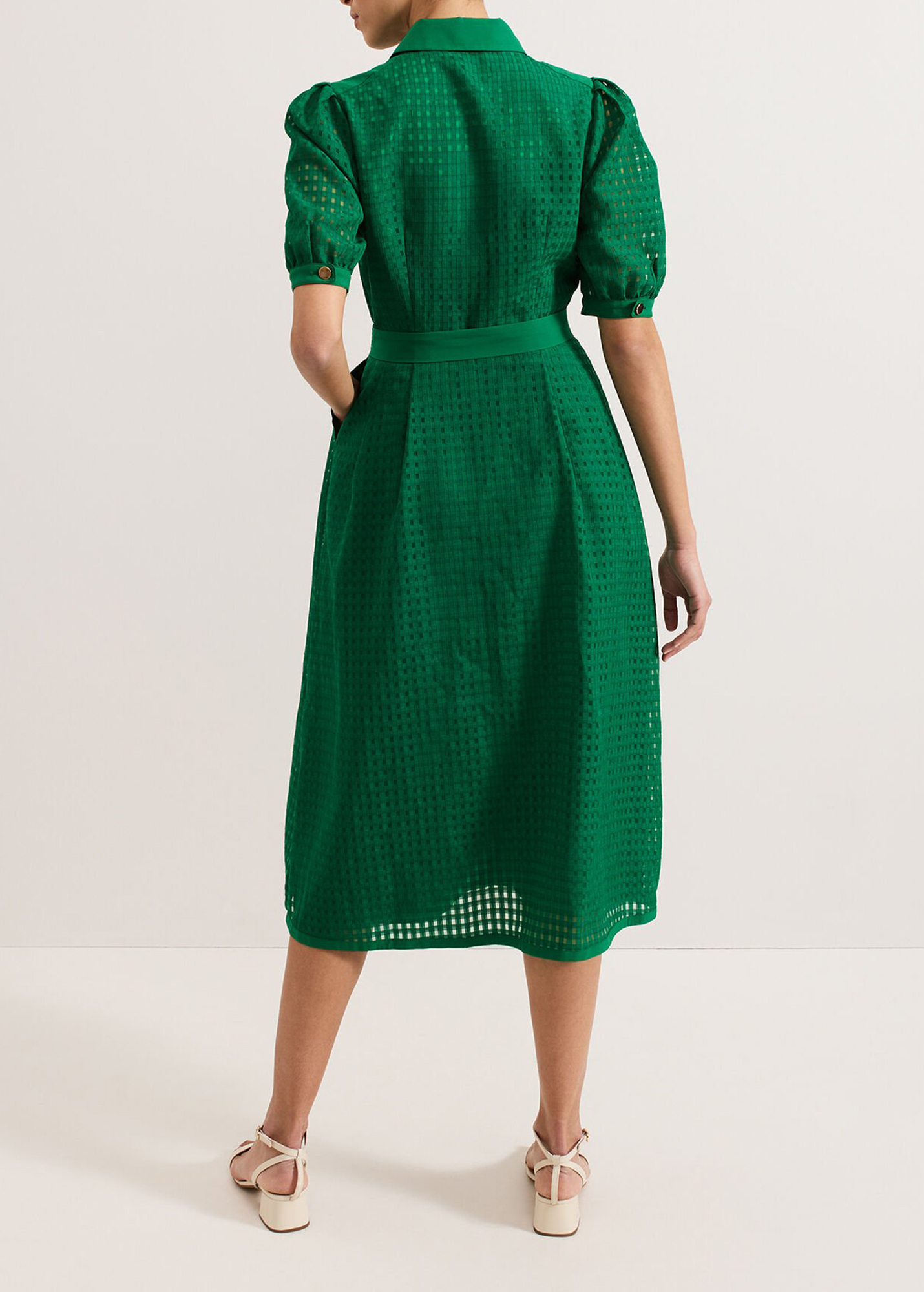 Fashion Hollow Texture Bubble Short Sleeve Dress - notariosoax