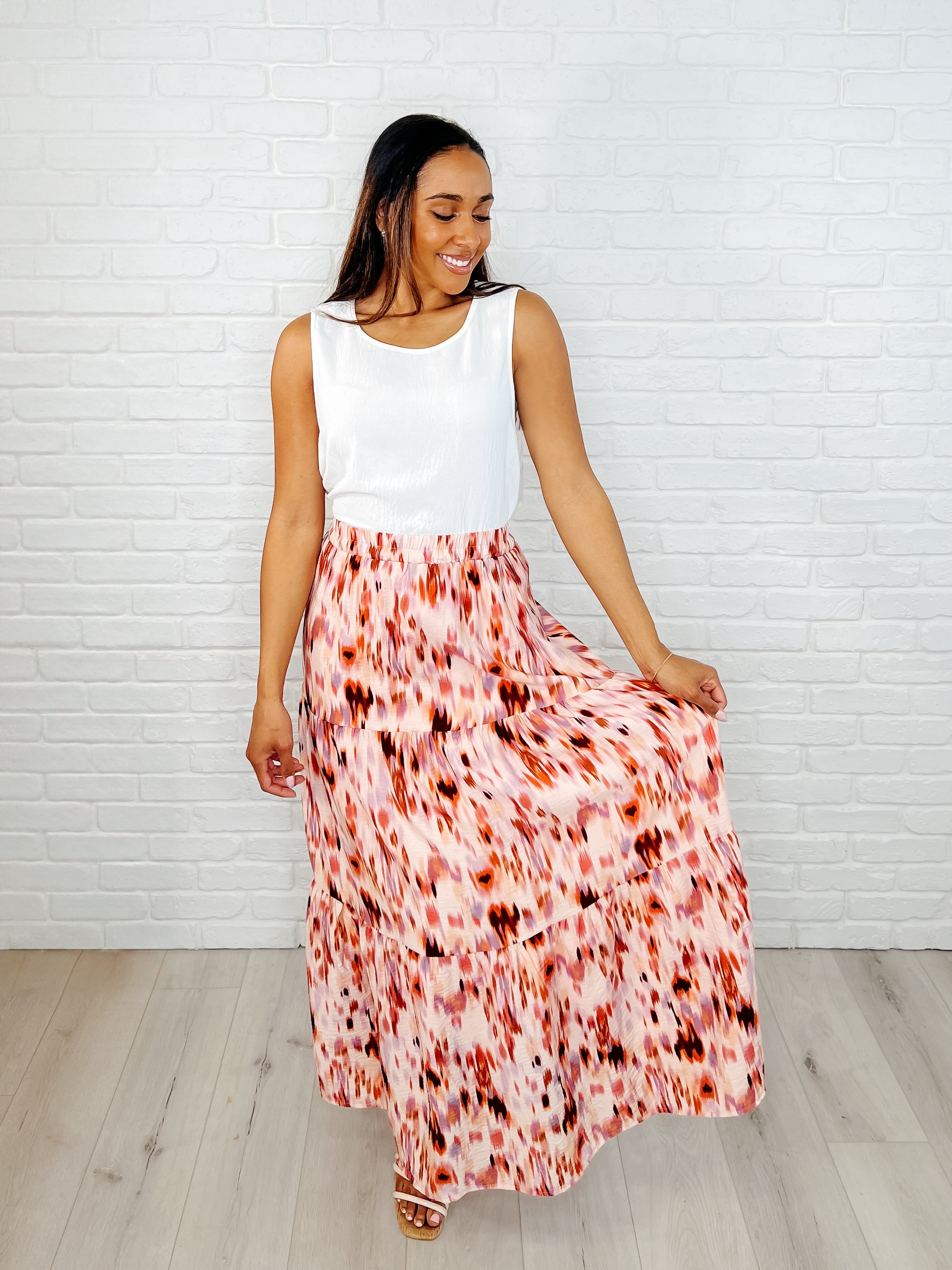 Words Fail Me Watercolor Print Maxi Skirt - notariosoax