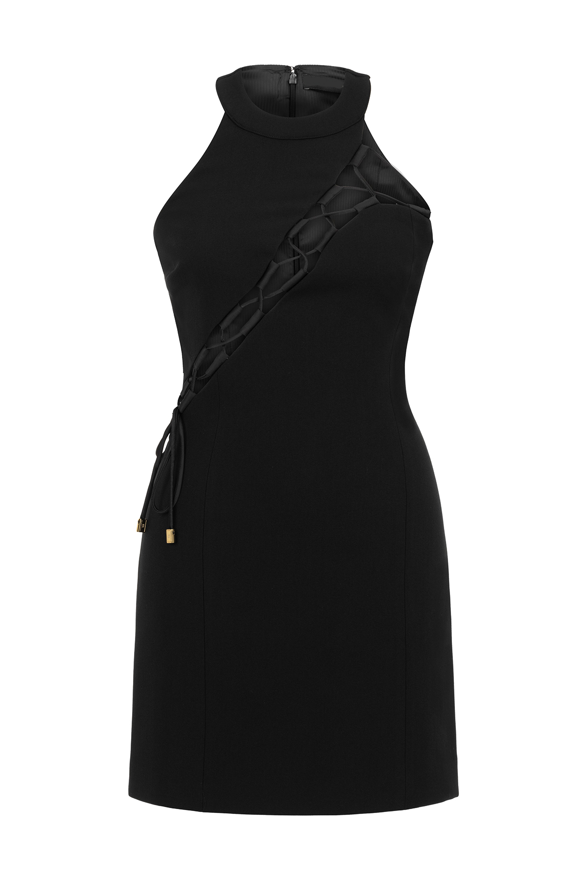 Halter Neck Mini Dress-Black - notariosoax