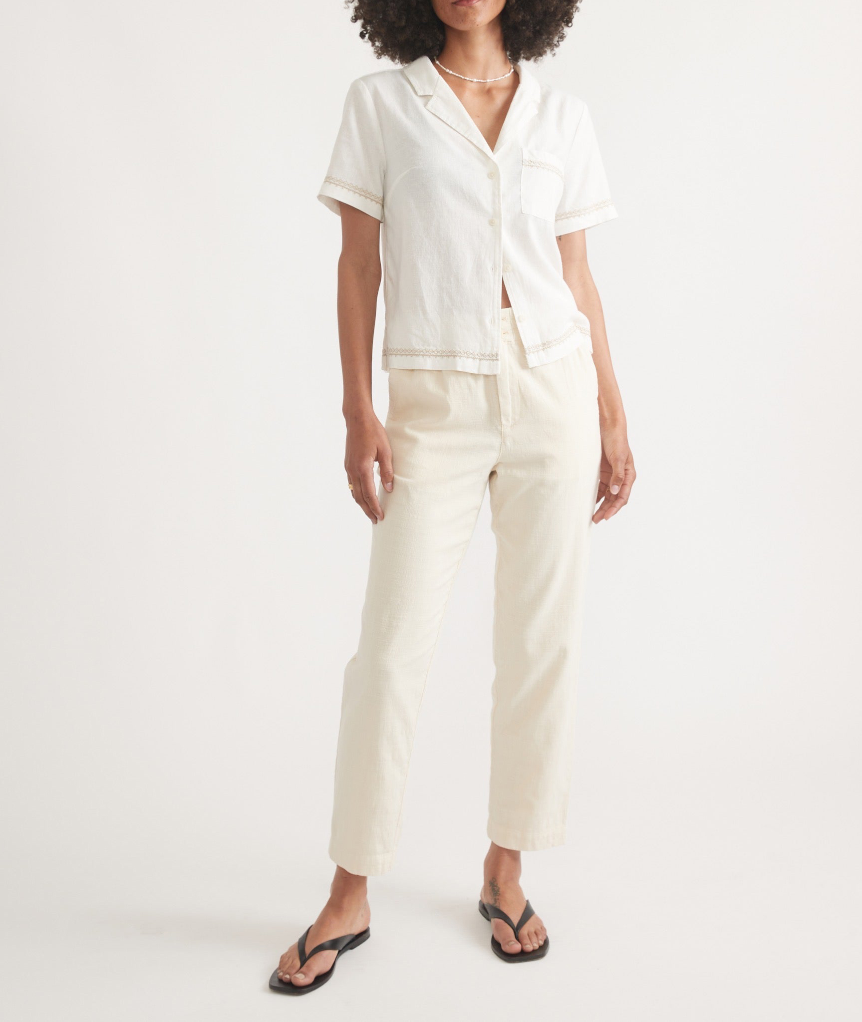 Crisp White Cropped Trousers - notariosoax