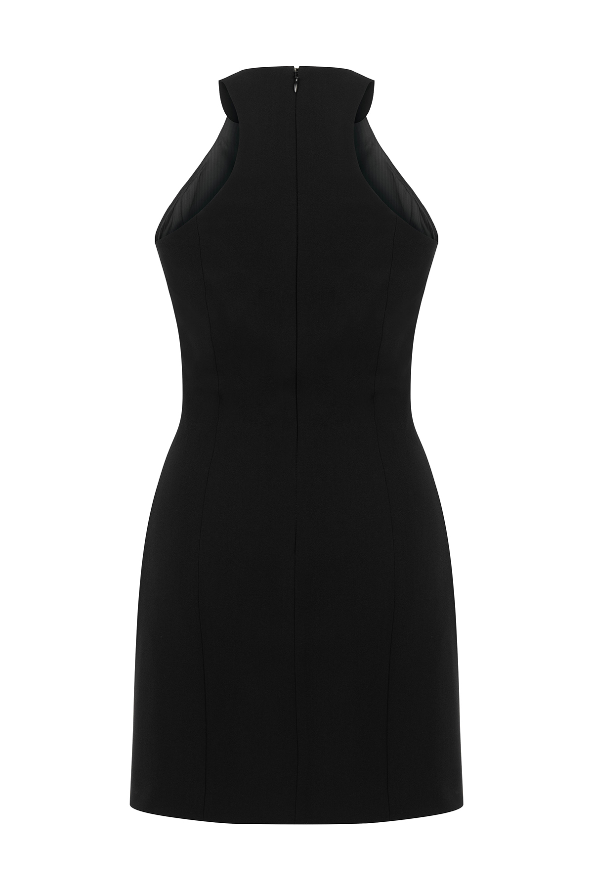 Halter Neck Mini Dress-Black - notariosoax
