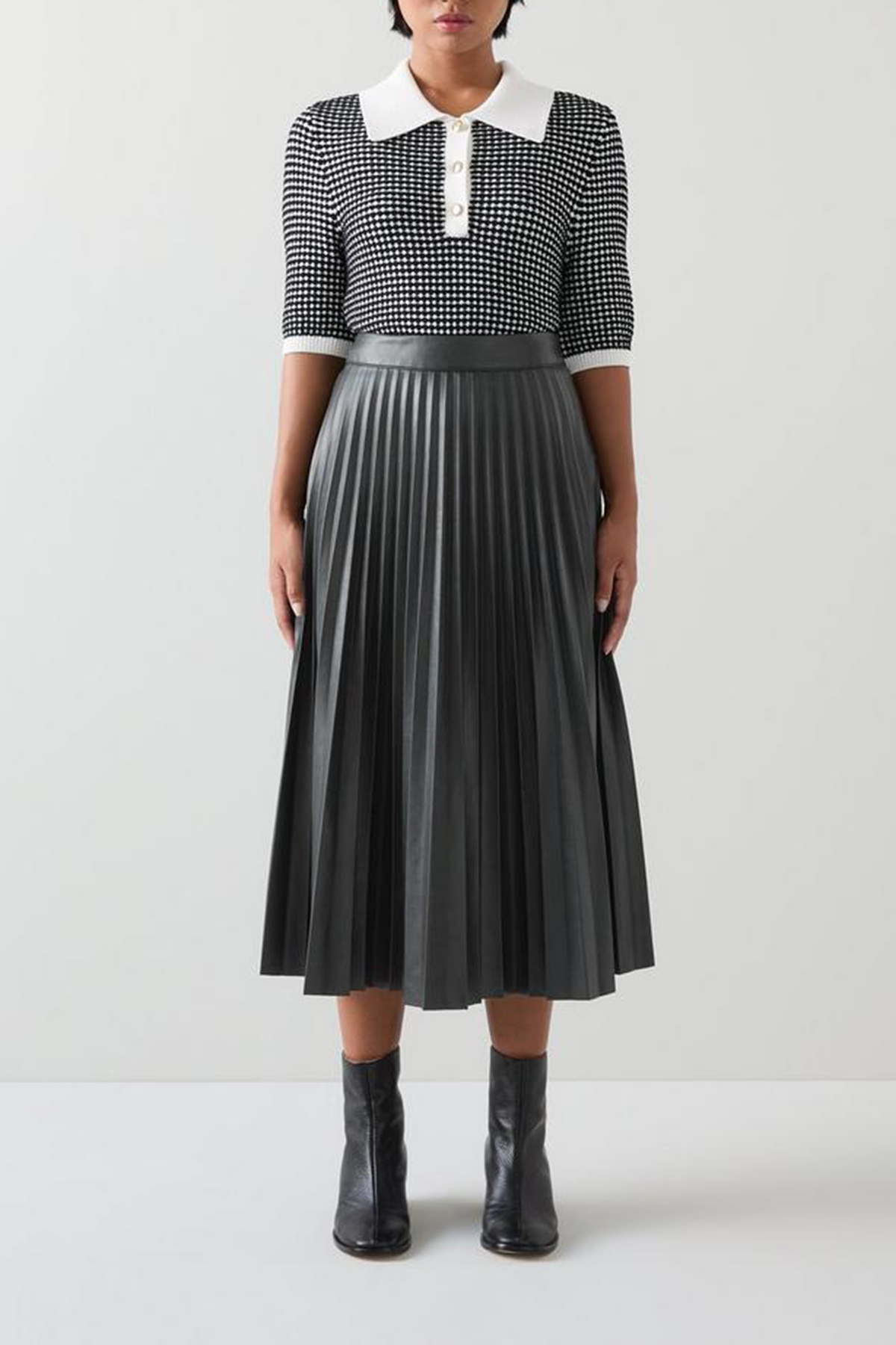 Grey Pleated Midi Skirt - notariosoax
