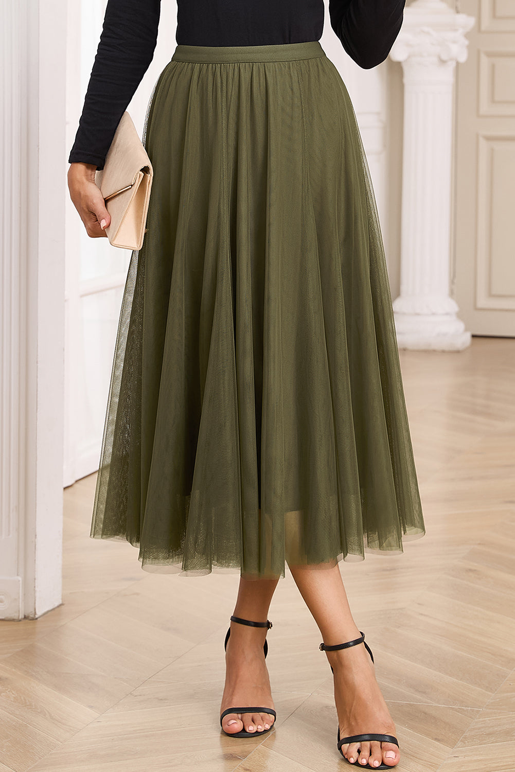 Plain Flared Mesh Skirt - notariosoax
