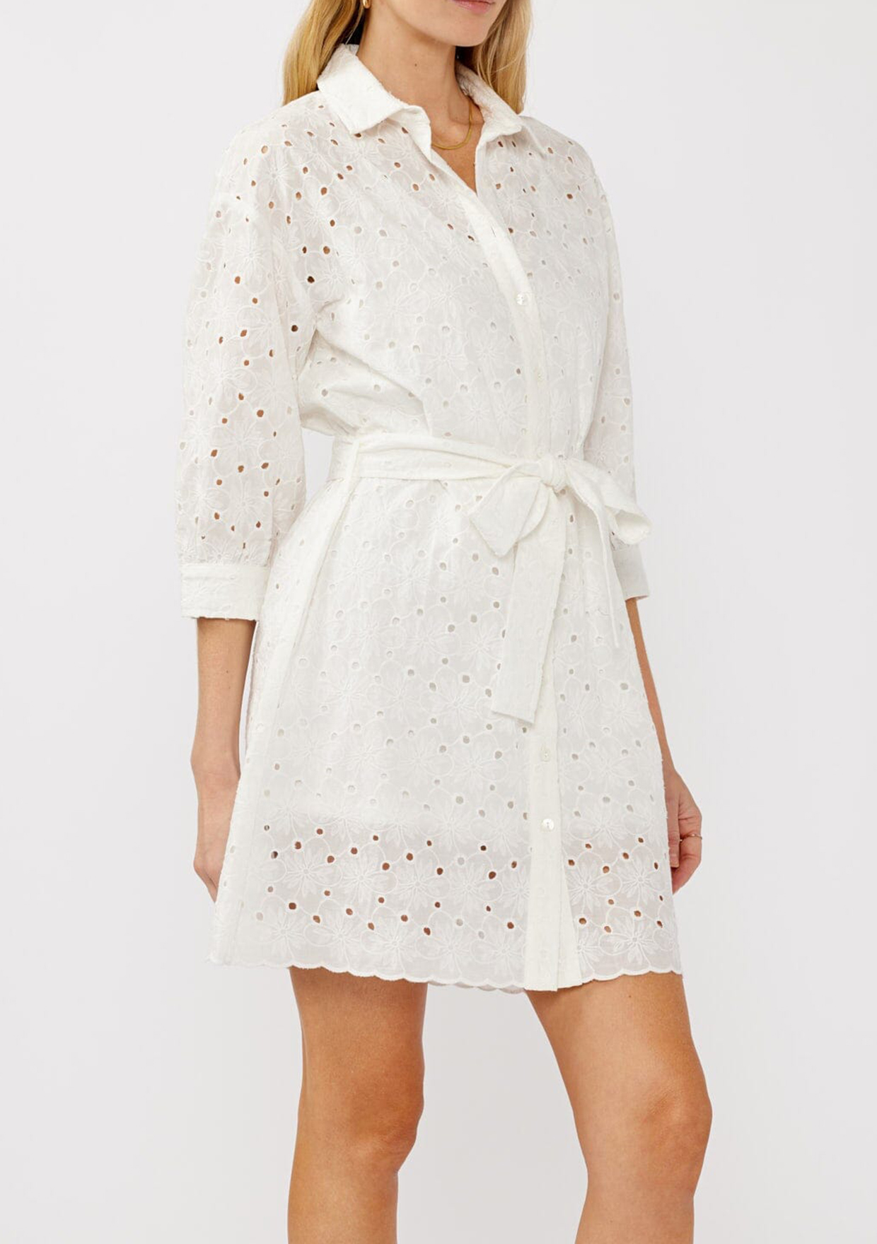 Hollow Tie Waist Mini Dress - notariosoax
