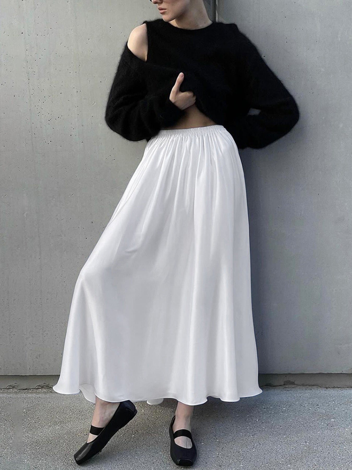 Casual Pocket Detail Elastic Skirt - notariosoax