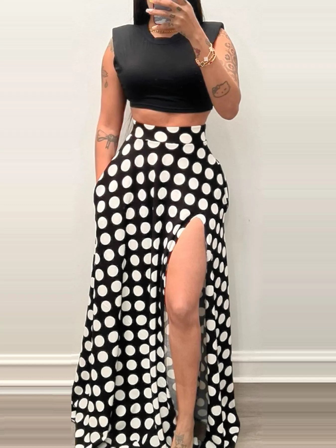 Pocket Detail Polka Skirt - notariosoax