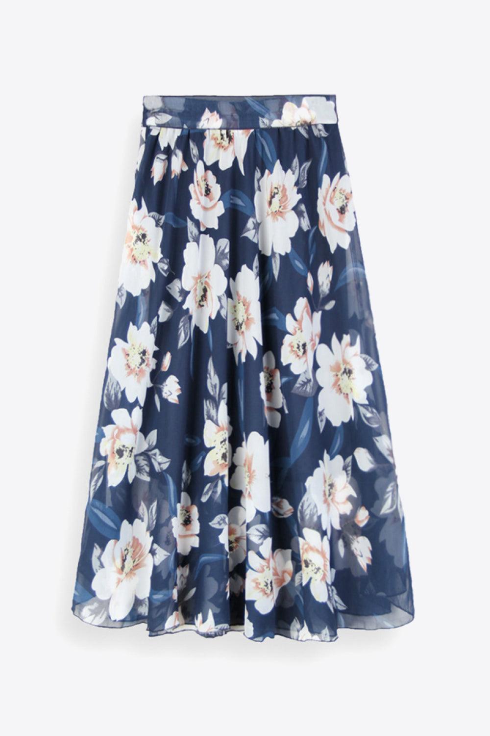 Floral Tie-Waist Skirt Maxi - notariosoax