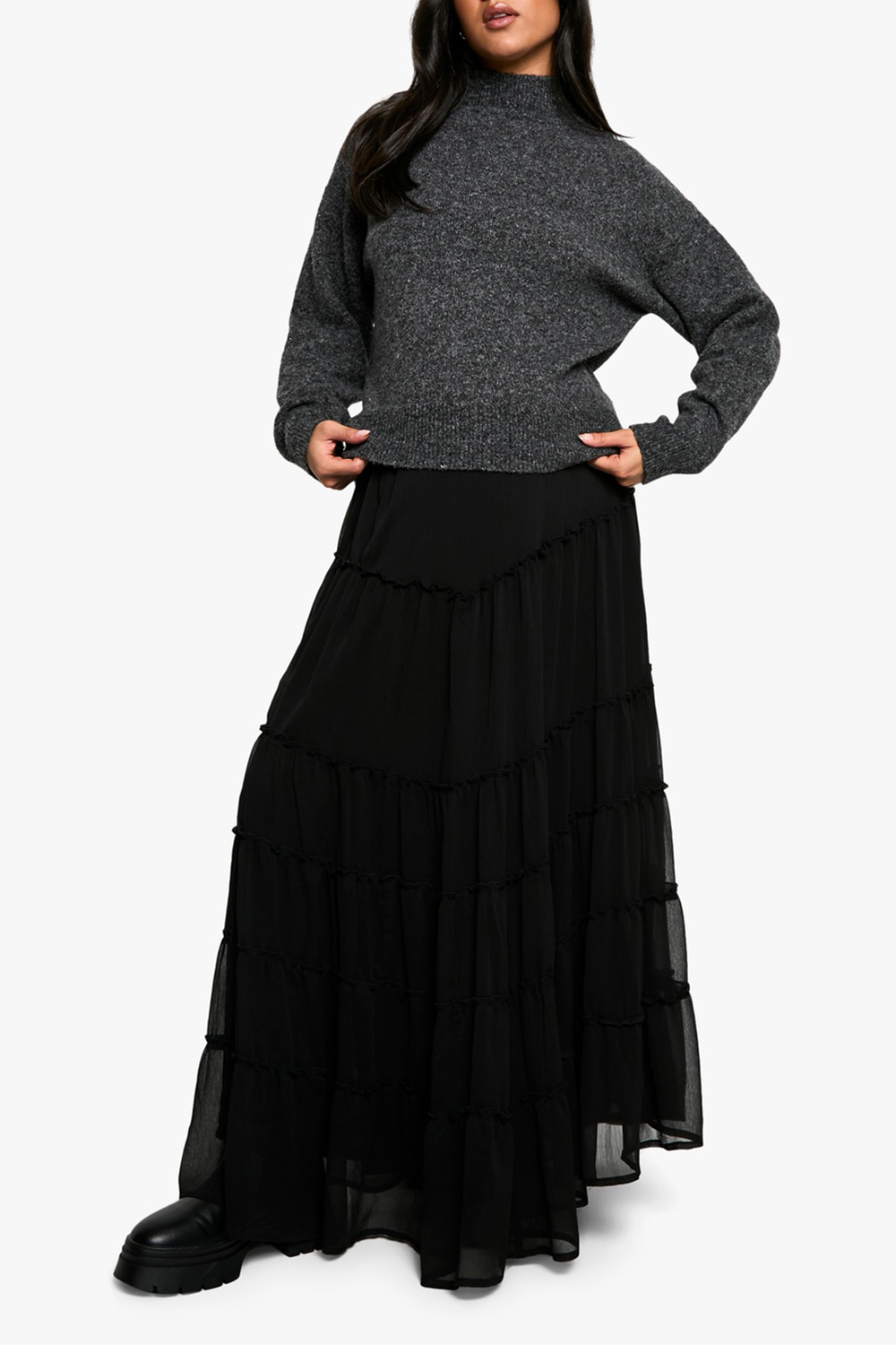 Black Light Chiffon Women's Skirt - notariosoax