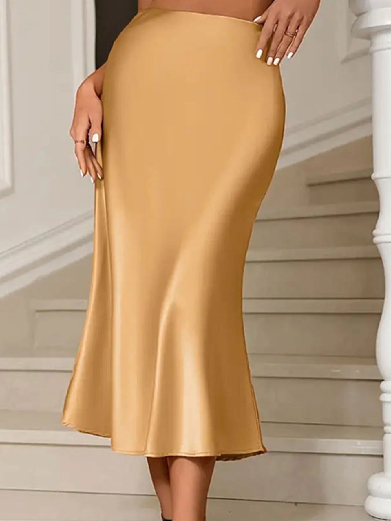 Neat Satin Midi Skirt - notariosoax