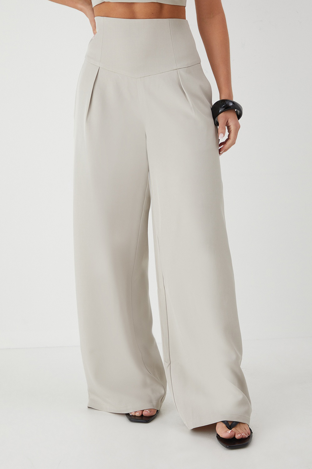 High Waist Wide Leg Trousers With Pockets For Women - notariosoax