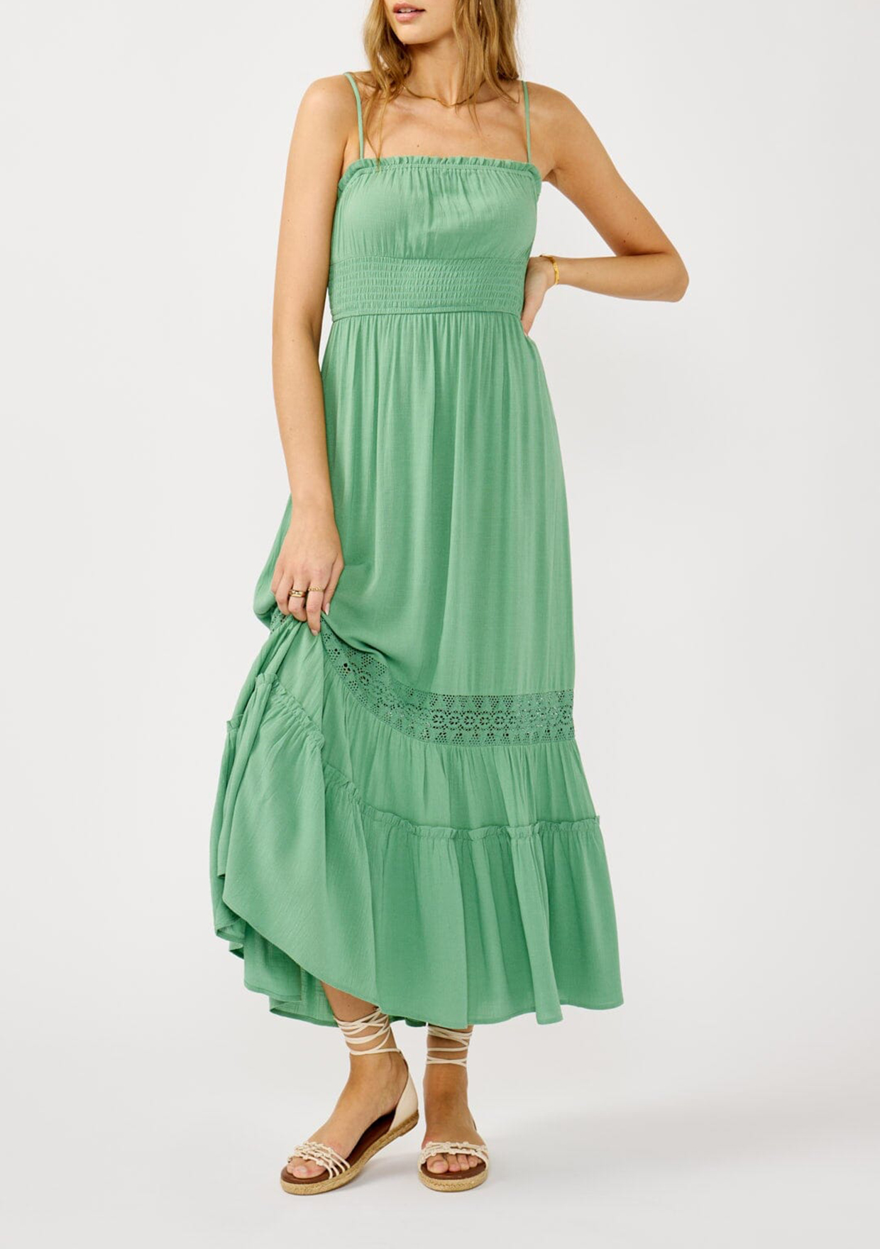 Ruffle Cutout Back Maxi Dress - notariosoax