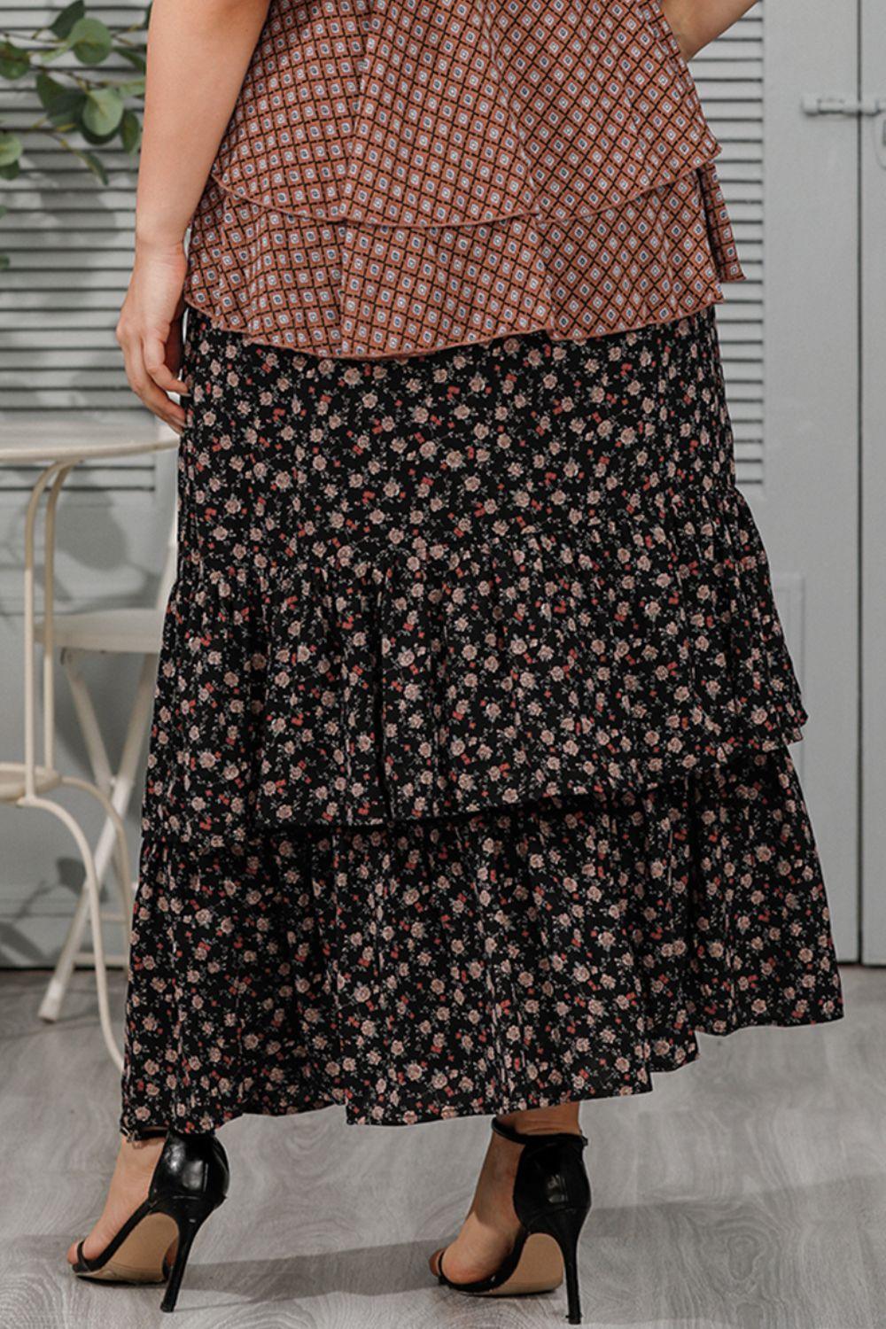 Ditsy Floral Layered Maxi Skirt - notariosoax