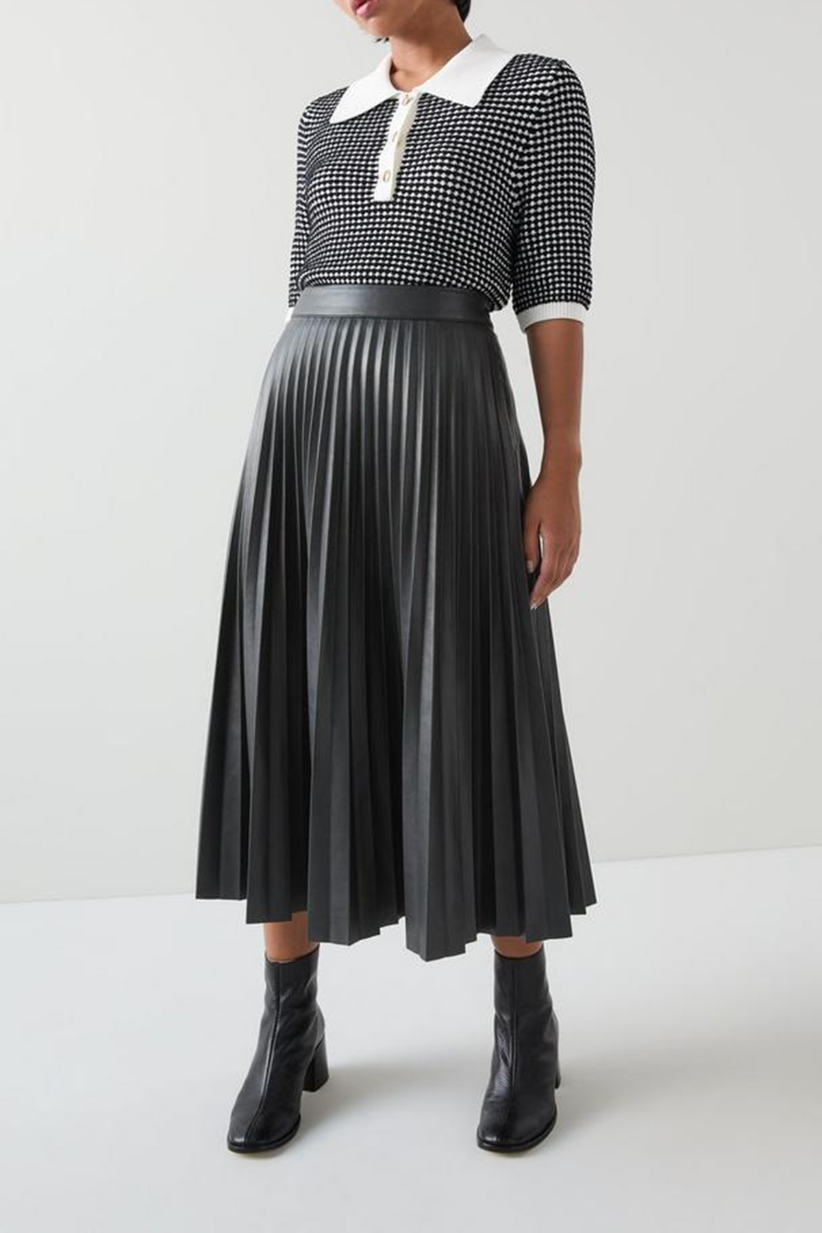 Grey Pleated Midi Skirt - notariosoax