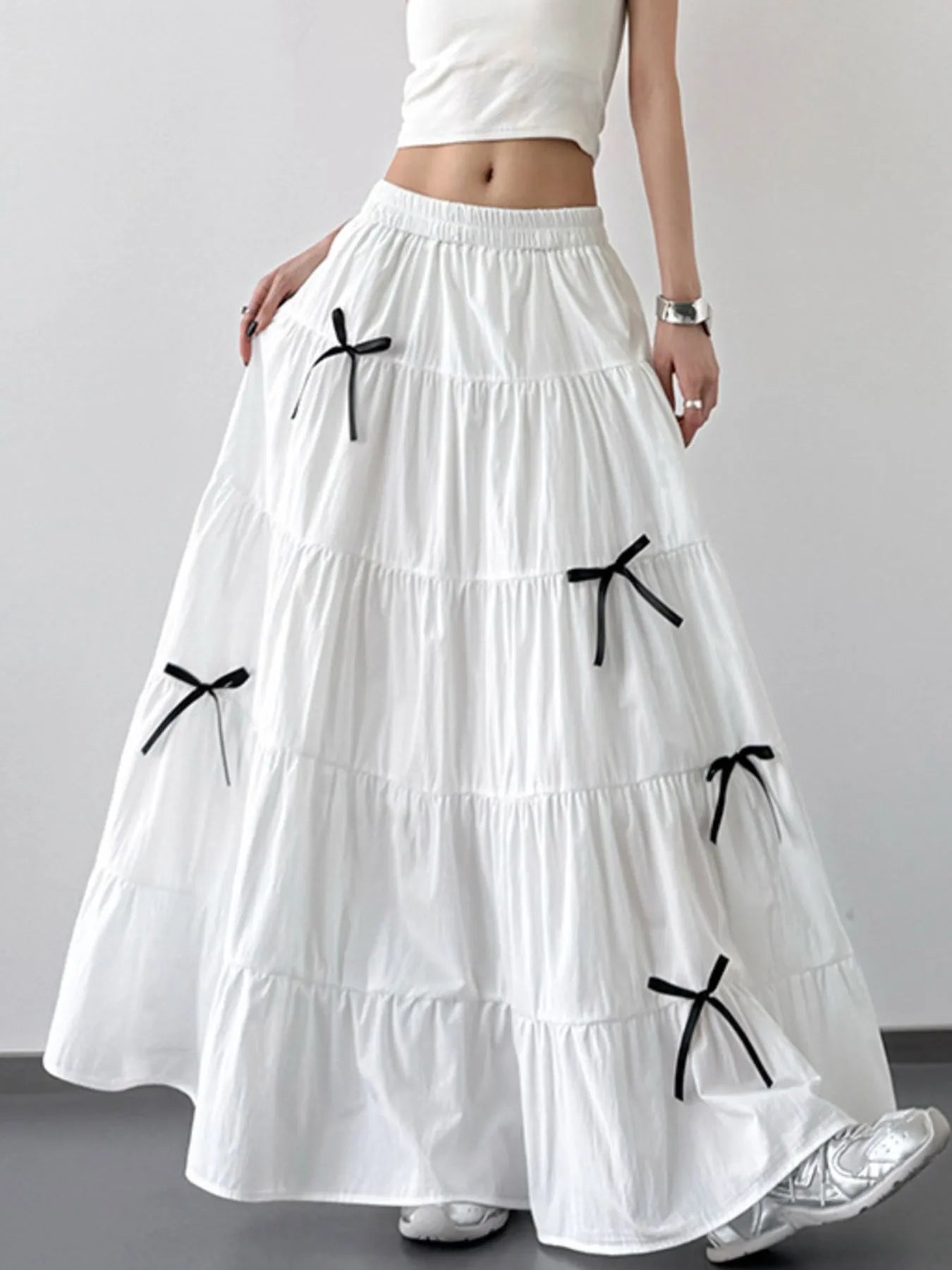 Plain Ruched Tiered Skirt - notariosoax