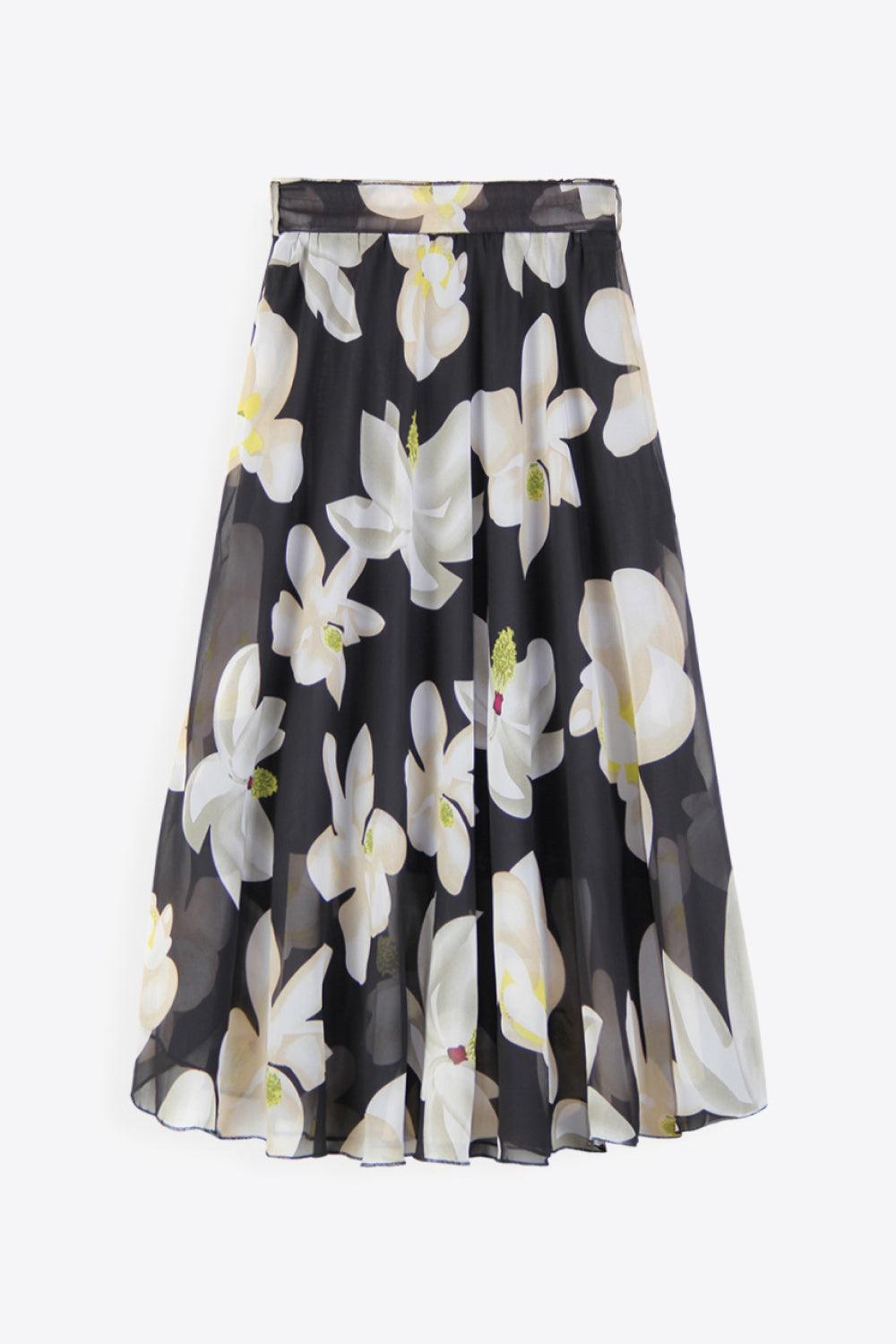Floral Tie-Waist Skirt Maxi - notariosoax