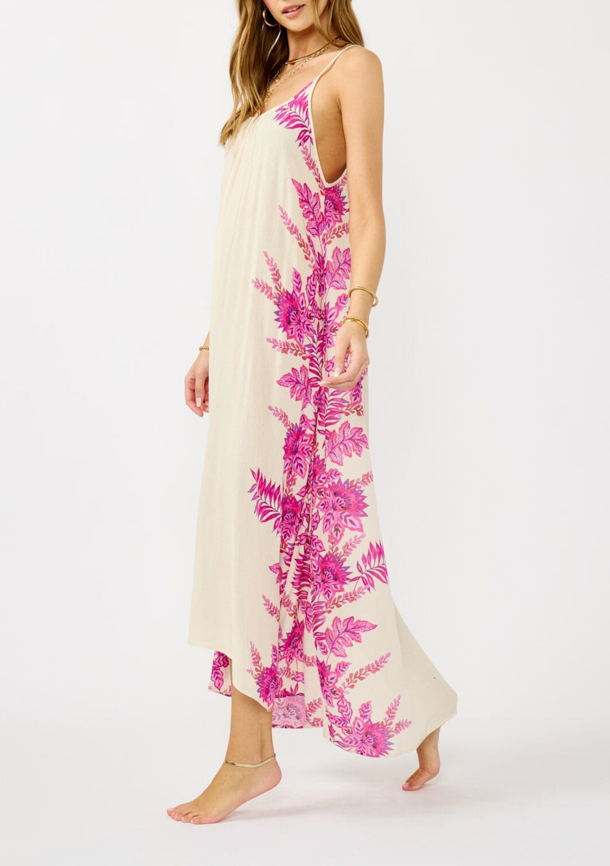 Floral Scoop Neck Maxi Dress - notariosoax