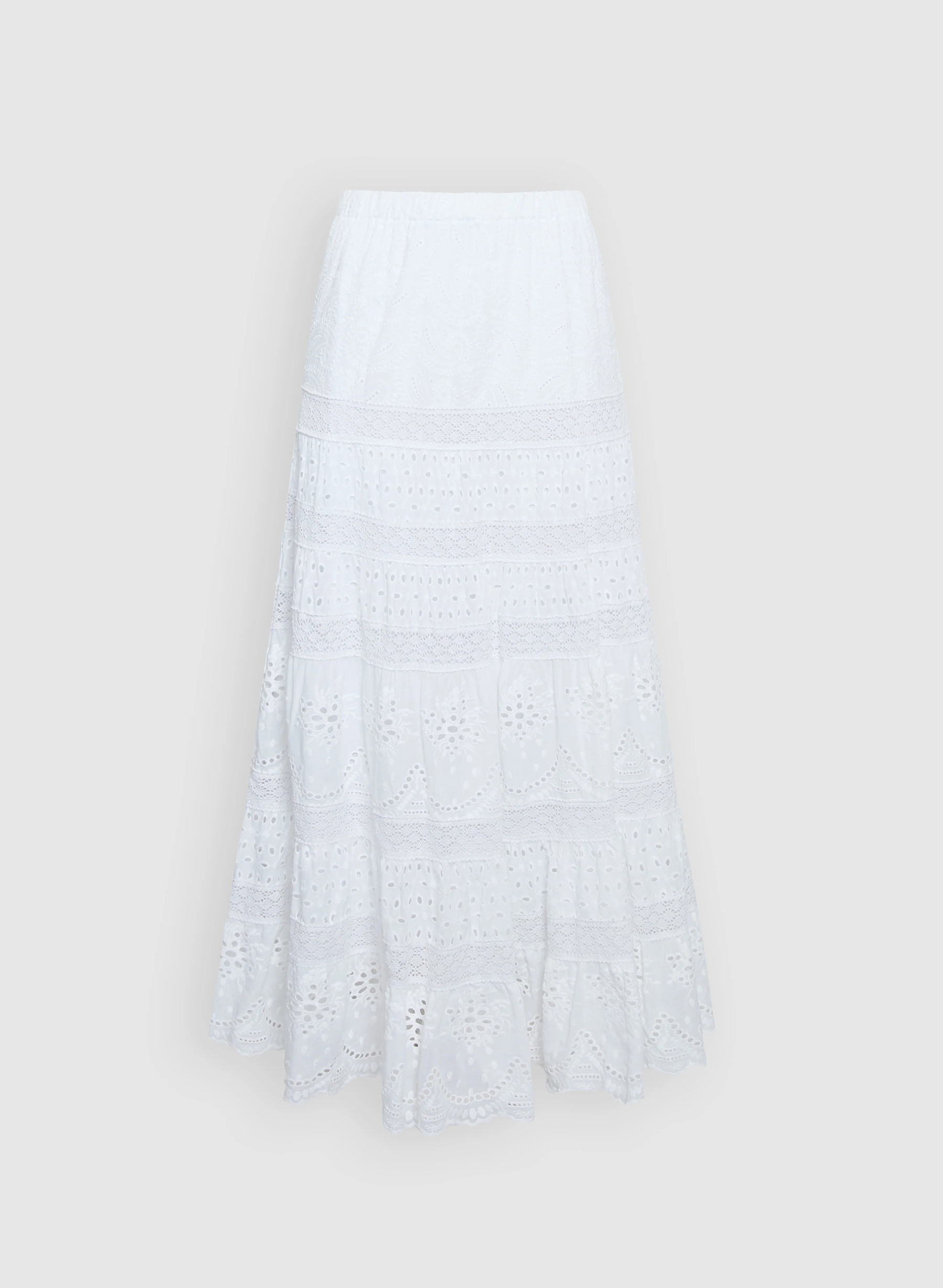 Lace Tiered A-Line Skirt - notariosoax