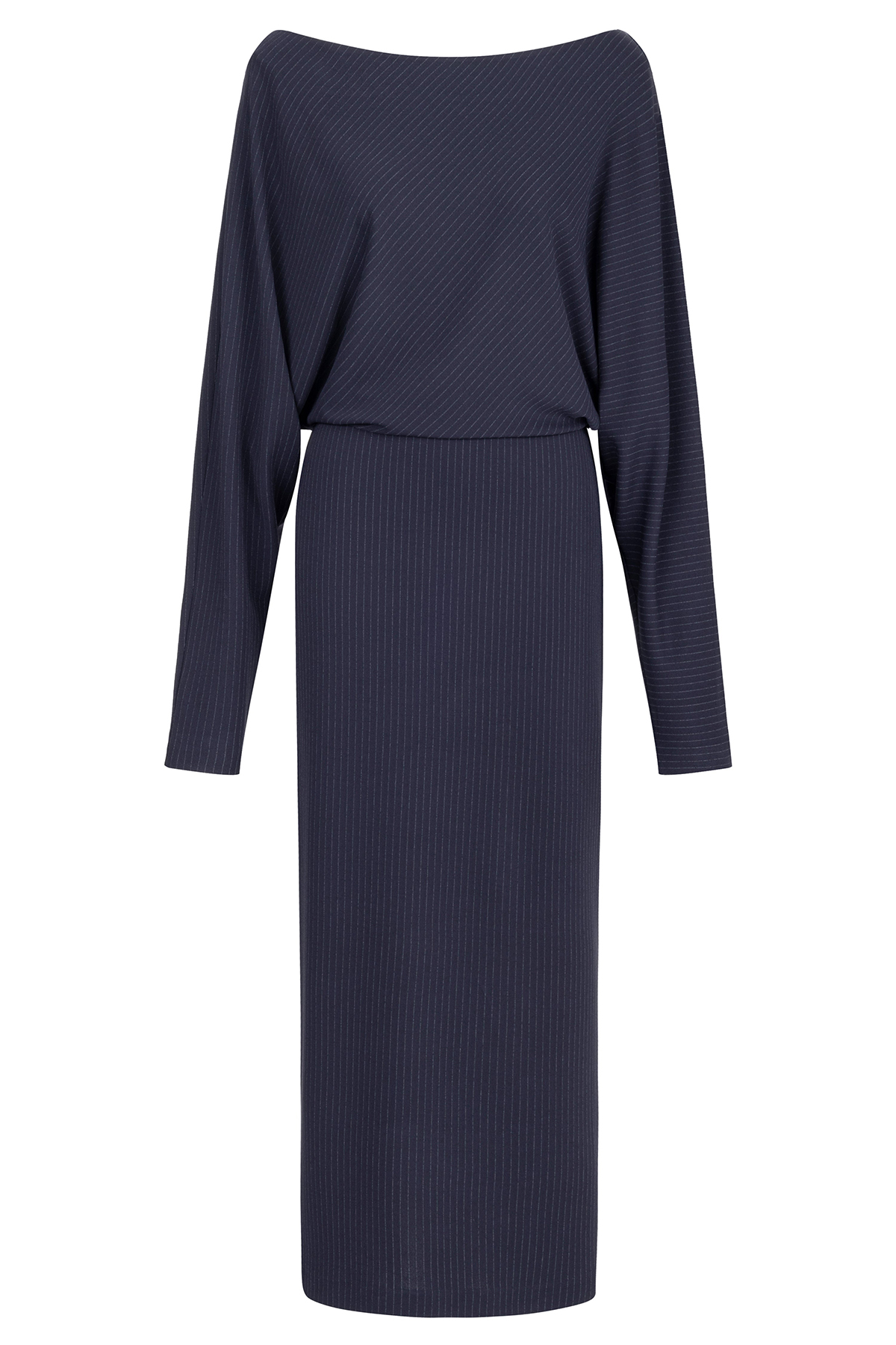 Crew Neck Midi Dress-Navy Blue - notariosoax