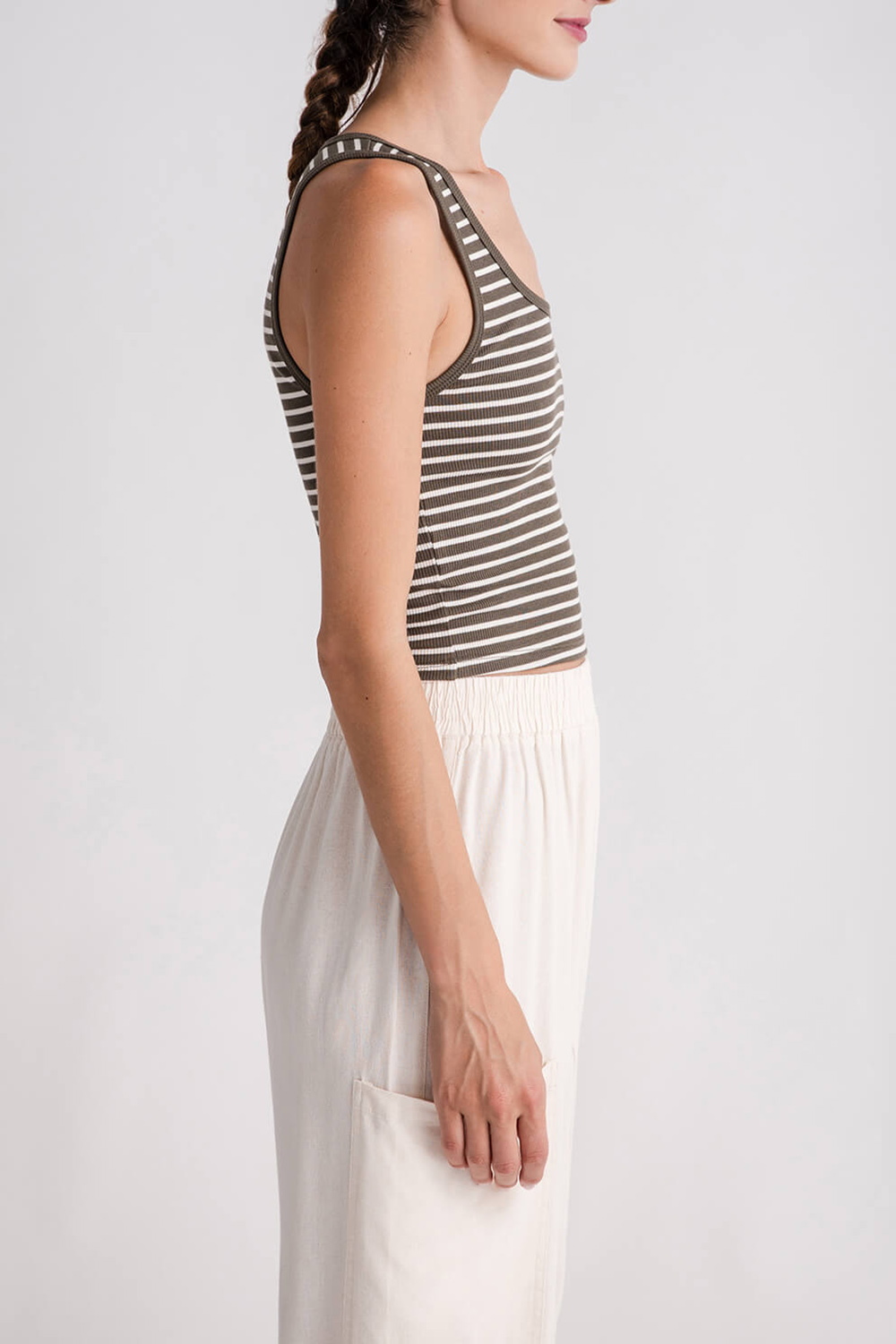 Stripe Ribbed Tank - Grape Leaf - notariosoax